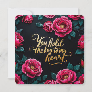 Cartão De Festividades Você segura a chave dos meus namorados cardíacos