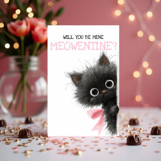 Cartão De Festividades Você Será Meu Meowentines? Fofo Valentines