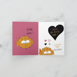 Cartão De Festividades Você Será Meu? PufferFish Love + Namorados Card