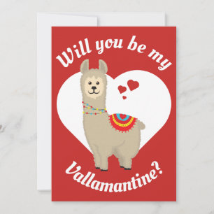 Cartão De Festividades "Você será meu Vallamantine?" Llama Dia de os namo