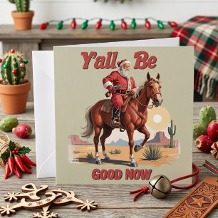 Cartão De Festividades Vocês Fiquem Bons Agora Palhaço Papai Noel Cowboy 