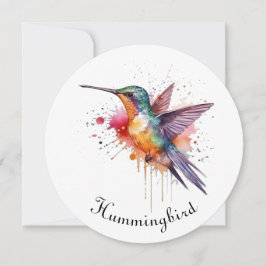 Cartão De Festividades Voo Colorido, beija-flor aquarela personalizado