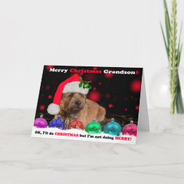 Cartão De Festividades Vovô Borda Grumpy Cachorro Terrier Em Santa Chapéu