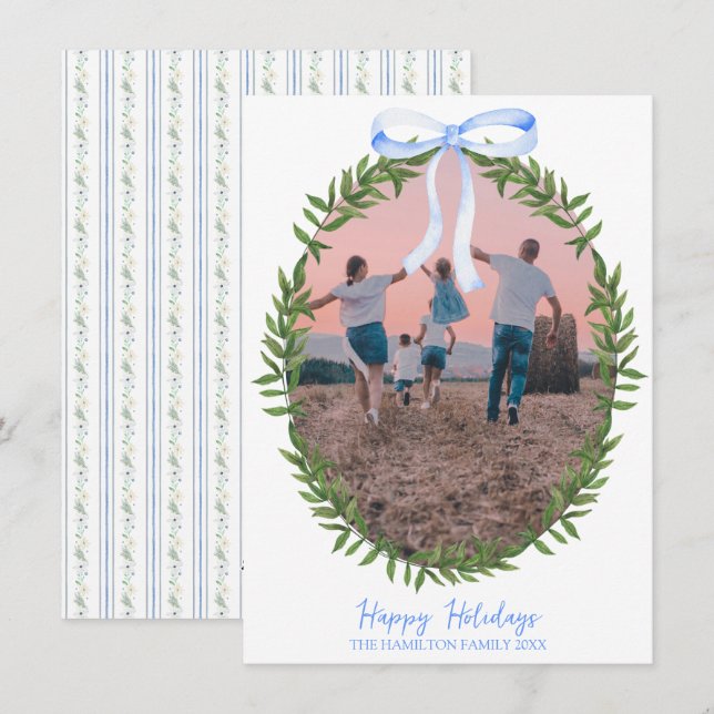 Cartão De Festividades Vovô de Natal Coquette Wreath Foto do Grande Milên (Frente/Verso)