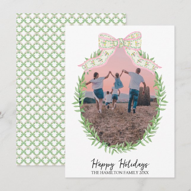 Cartão De Festividades Vovô de Natal Coquette Wreath Foto do Grande Milên (Frente/Verso)