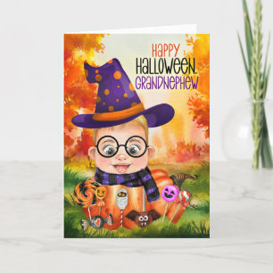 Cartão De Festividades Vovô, Garotinho de Mágica Pumpkin Halloween