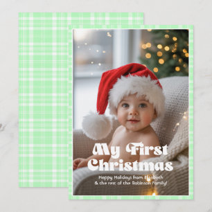 Cartão De Festividades Vovó Smith Maçã Xadrez Meu Primeiro Natal Bebê