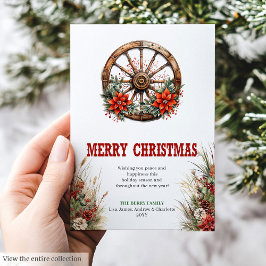 Cartão De Festividades Wagon wheel Christmas greeting card printable