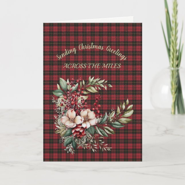 Cartão De Festividades Wallace Red Scottish Tartan Holiday Card (Frente)