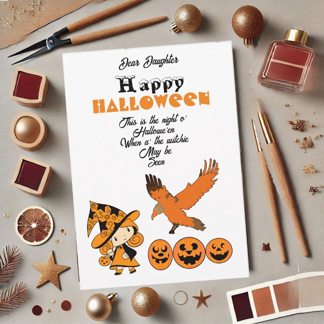 Cartão De Festividades Wandering Witch Spooky Jack O Lanterns Halloween (Wandering Witch Spooky Jack O Lanterns Halloween Holiday Card)