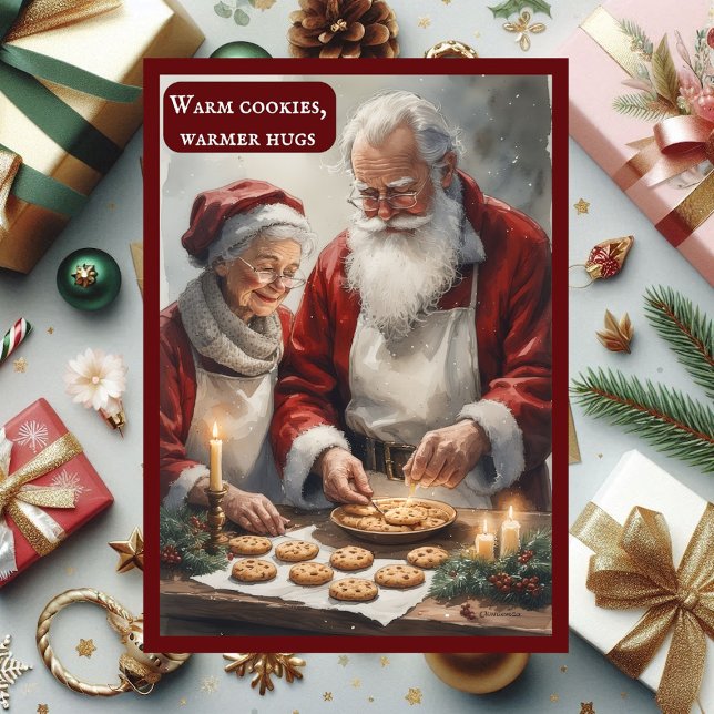 Cartão De Festividades Warm Cookies Warmer Hugs Mrs Santa's Baking Story (Warm Cookies Warmer Hugs Mrs Santa's Baking Story Holiday Card)