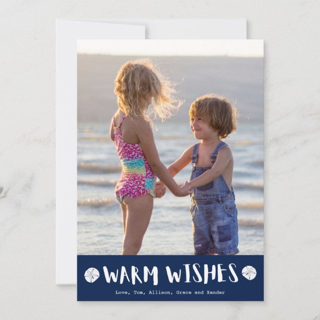 Cartão De Festividades Warm Wish Florida Beach Family Photo Christmas (Frente)