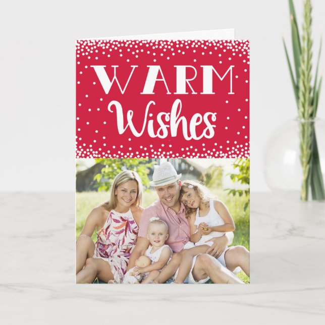 Cartão De Festividades Warm Wish Holiday Photo Greeting Card / Vermelho (Frente)
