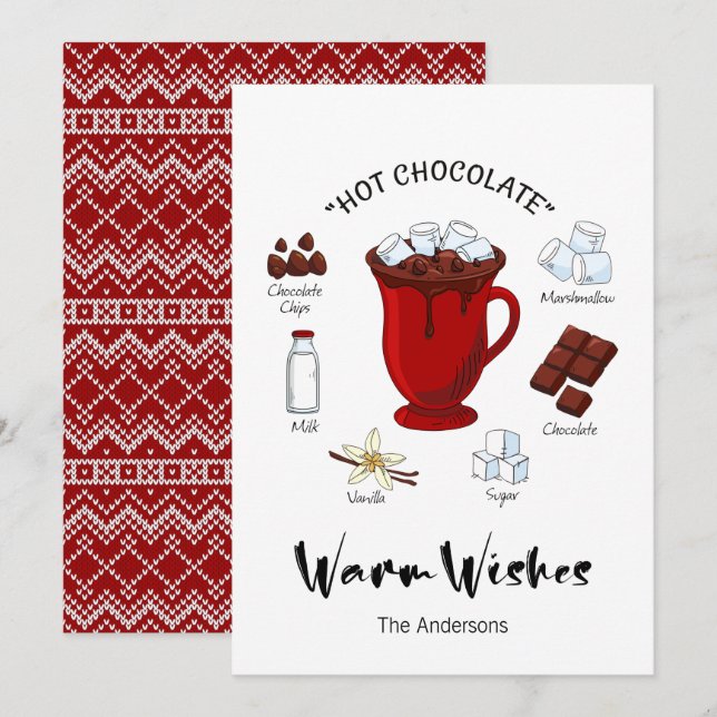 Cartão De Festividades Warm Wish Hot Chocolate Holiday Card (Frente/Verso)