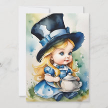 Watercolor Baby Alice no País das Maravilhas