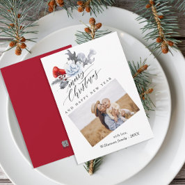 Cartão De Festividades Watercolor Botanical Merry Christmas Photo