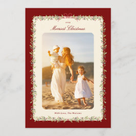 Cartão De Festividades watercolor bow botanical frame 1 photo flat