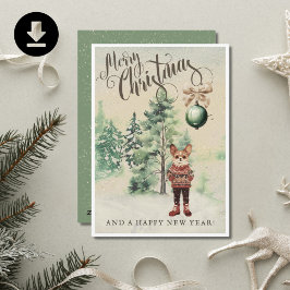 Cartão De Festividades Watercolor Chihuahua Chi Dog Retro Vintage