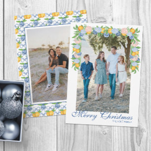 Cartão De Festividades Watercolor Chinoiserie Mandarins Garland Foto