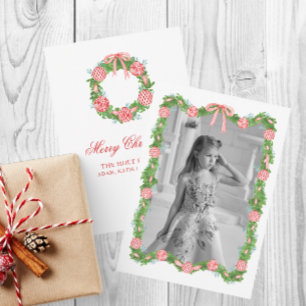 Cartão De Festividades Watercolor Chinoiserie Ornament Garland Christmas