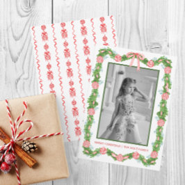 Cartão De Festividades Watercolor Chinoiserie Ornament Garland Christmas