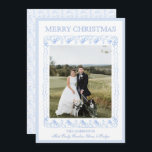 Cartão De Festividades Watercolor Christmas Blue Chinoiserie One Photo<br><div class="desc">Cartão de Férias Azul Chinoiserie Azul De Cores Aquáticas, Um Cartão De Feriado Fotográfico. Este belo Cartões de foto de Natal mostra a aquarela elementos da chinoiserie de Natal como um quadro para uma foto. Voltar ao convite é o Natal Stockings com a terra natalícia e arcos. É perfeito se...</div>