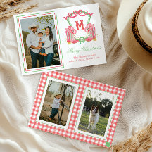 Watercolor Christmas Boots Monogramas Crest Foto