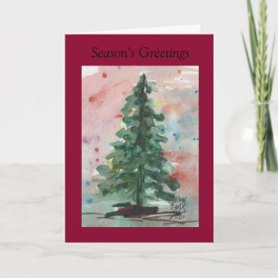 Cartão De Festividades Watercolor Christmas Card: Tree