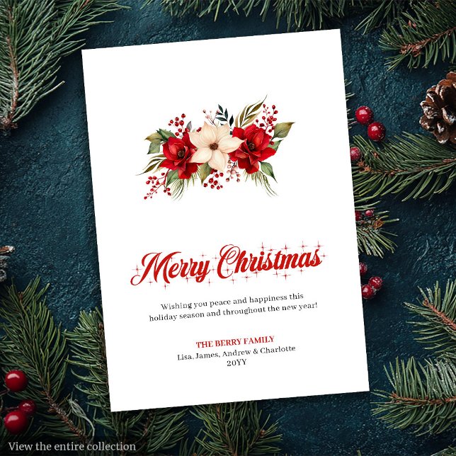 Cartão De Festividades Watercolor Christmas Flowers Stylish Greeting Card (Watercolor Christmas Flowers Stylish Greeting Card

)