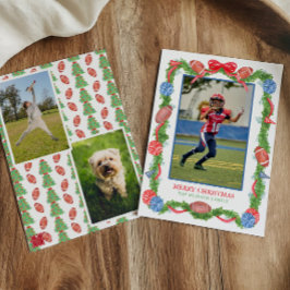 Cartão De Festividades Watercolor Christmas Football Garland Photo