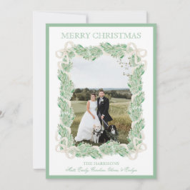 Cartão De Festividades Watercolor Christmas Garland Stocks One Photo