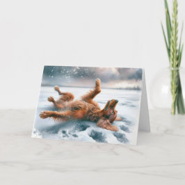 Cartão De Festividades Watercolor Christmas Irish Setter