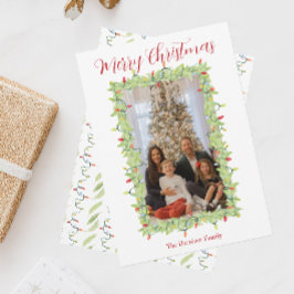 Cartão De Festividades Watercolor Christmas Lights Garland