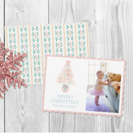 Cartão De Festividades Watercolor Christmas Pink Grandmillennier Photo