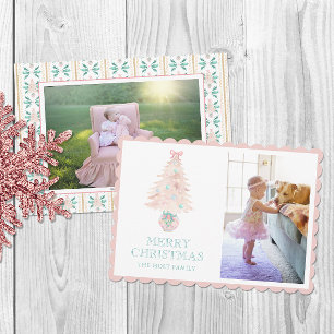 Cartão De Festividades Watercolor Christmas Pink Grandmillennier Photo