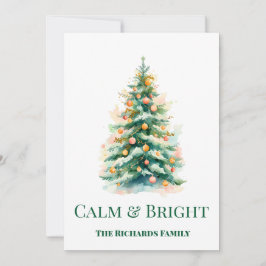 Cartão De Festividades Watercolor Christmas Tree Holiday Card