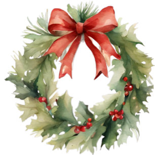 Cartão De Festividades Watercolor Christmas Wreath