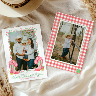 Cartão De Festividades Watercolor Country Christmas Cowboy Boots Fotograf