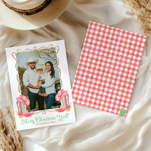 Cartão De Festividades Watercolor Country Christmas Cowboy Boots Fotograf