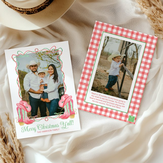 Cartão De Festividades Watercolor Country Christmas Cowboy Boots Fotograf (Criador carregado)