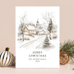Cartão De Festividades Watercolor Cozy Winter Country Natal<br><div class="desc">Você pode mudar a cor das palavras "Feliz Natal". Você pode fazer isso no editor do Zazzle,  pode entrar em contato comigo se precisar de detalhes sobre como fazê-lo,  ou se precisar de outra ajuda ou novo item. Eu respondo em breve.</div>