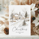 Cartão De Festividades Watercolor Cozy Winter Country Natal<br><div class="desc">Você pode mudar a cor das palavras "Feliz Natal". Você pode fazer isso no editor do Zazzle,  pode entrar em contato comigo se precisar de detalhes sobre como fazê-lo,  ou se precisar de outra ajuda ou novo item. Eu respondo em breve.</div>