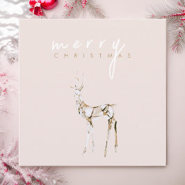 Cartão De Festividades Watercolor Crystal Reindeer Feliz Natal Rosa