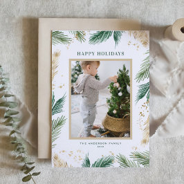 Cartão De Festividades Watercolor e Faux Foil Pine Agulha