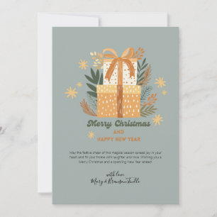 Cartão De Festividades Watercolor "Feliz Natal" Gifts & Greenery