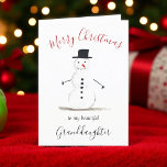 Cartão De Festividades Watercolor Felry Christmas Snowman Neta<br><div class="desc">Feliz cartão de neta de Natal. Aquarela,  boneco de neve,  árvore de Natal,  não foto,  carta tradicional. Por favor,  personalize-o com os seus detalhes.</div>