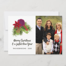 Watercolor Floral Christmas Photo