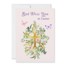 Watercolor Floral Cross Christian Easter