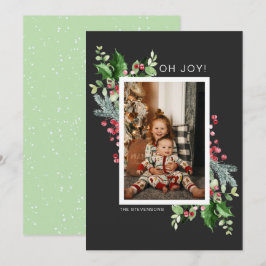 Cartão De Festividades Watercolor Floral Photo Christmas