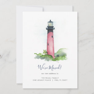 Cartão De Festividades Watercolor Florida Lighthouse Change of Address Ho